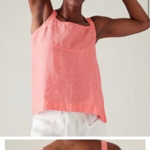 Athleta Voyager Linen Tank Top Salmon Pink  Sleeveless Adjustable Strap Size M